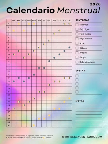 Calendario Menstrual 2026